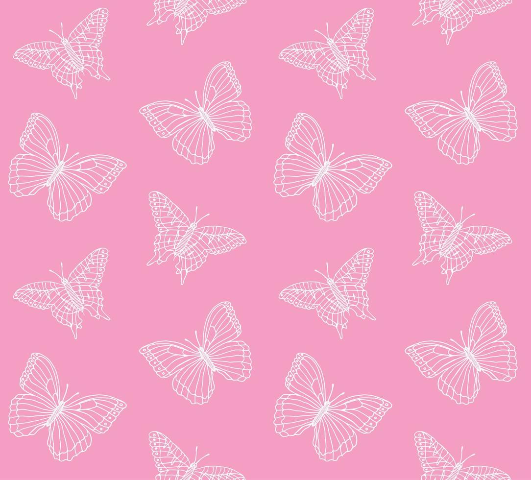Vector seamless pattern of sketch butterfly