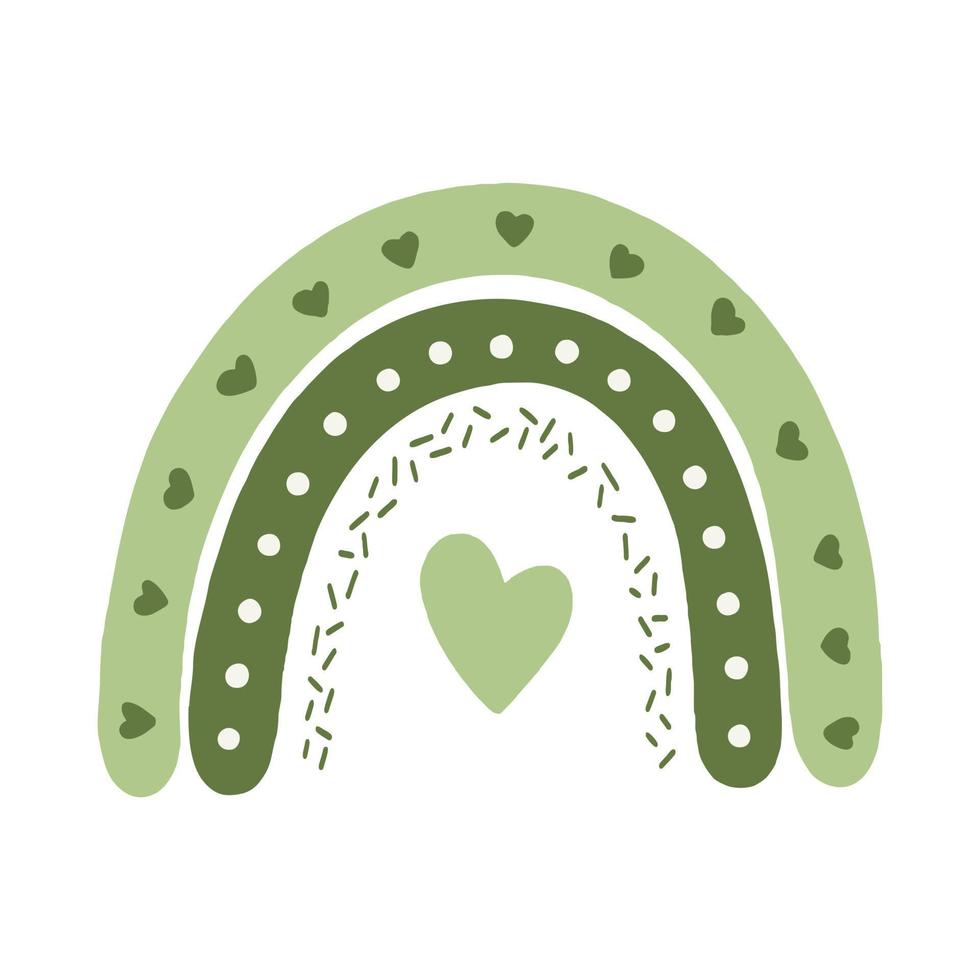 Boho rainbow is green. For decoration of childrens rooms and holidays. Vector modern style