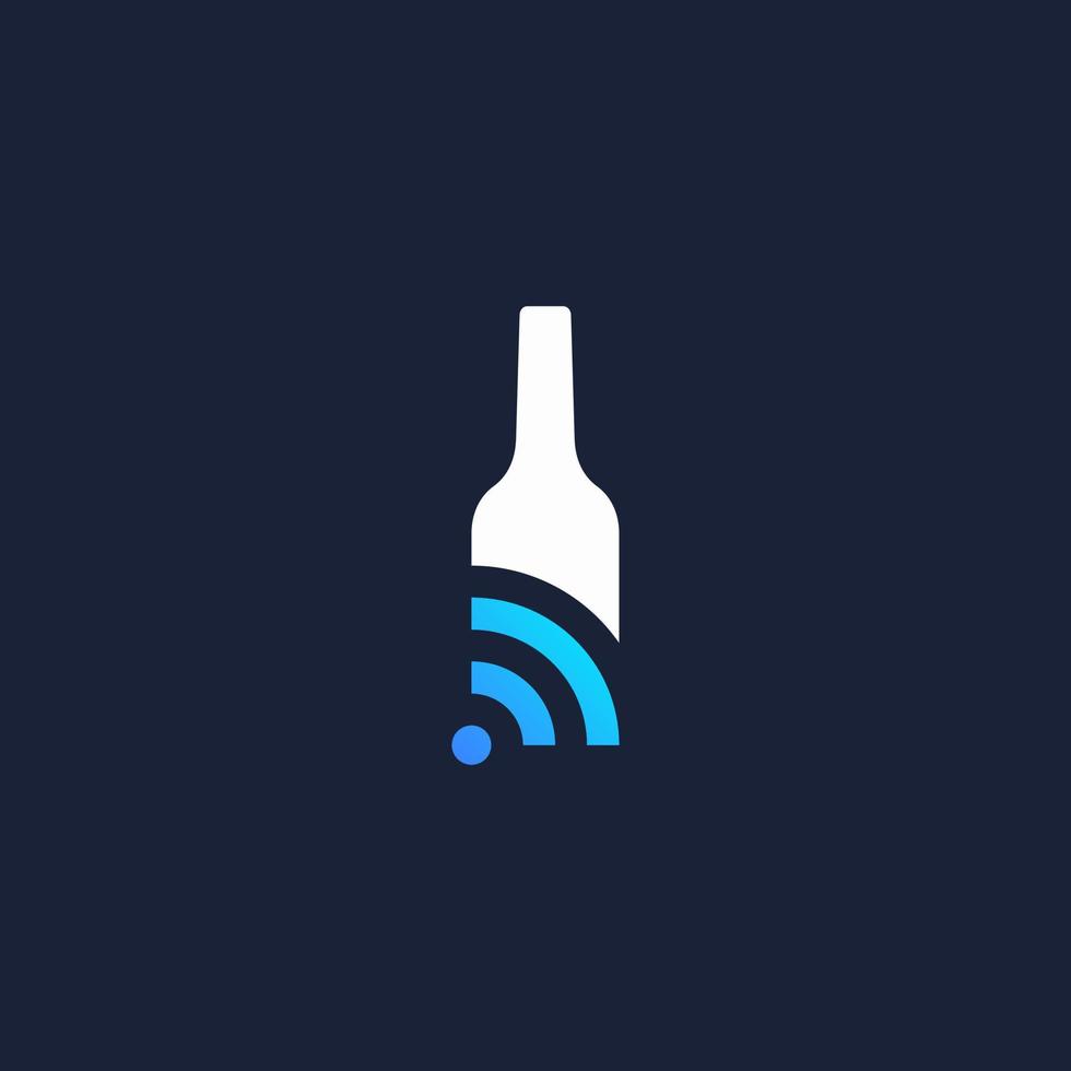 wifi and bottle combination logo vector