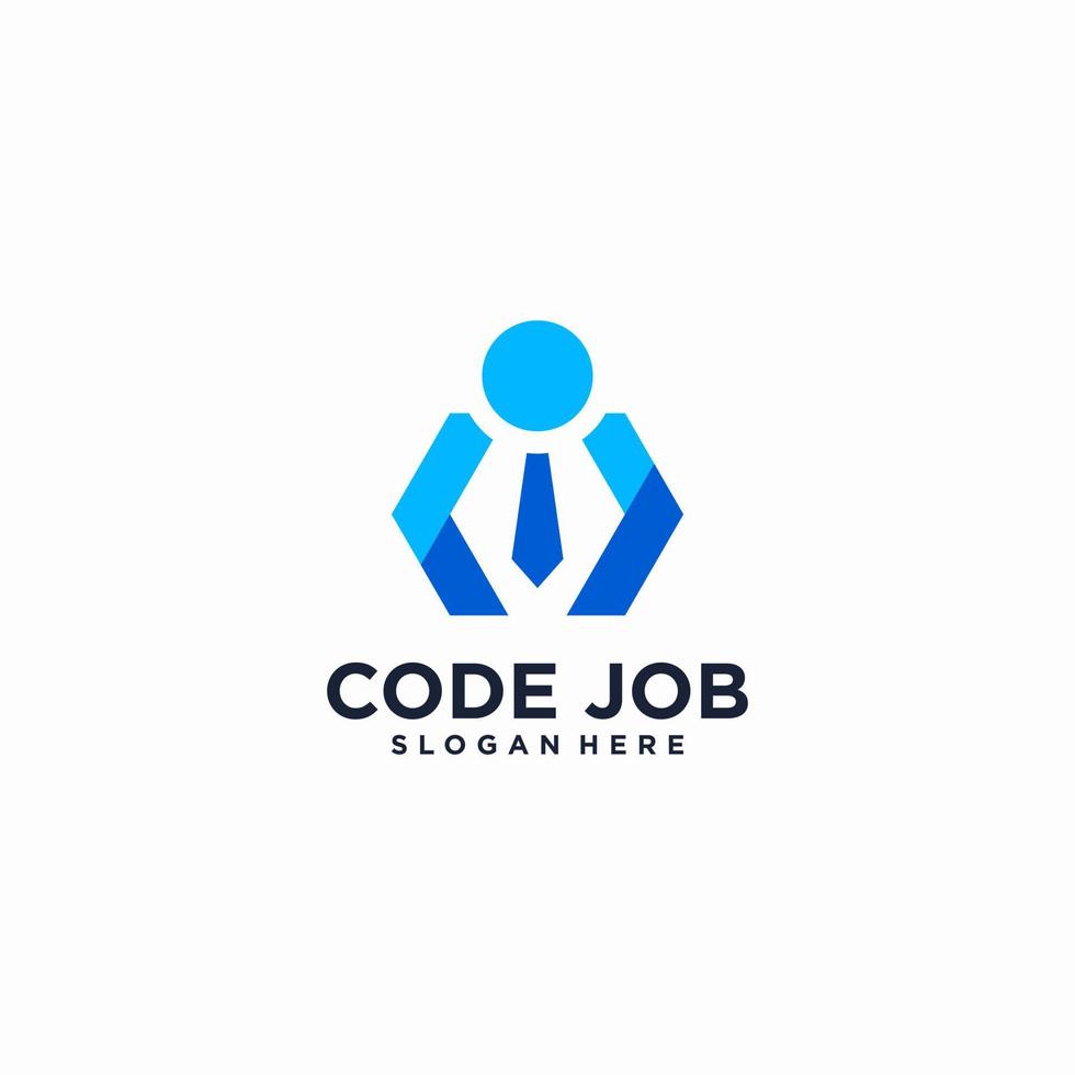 code job logo design template vector