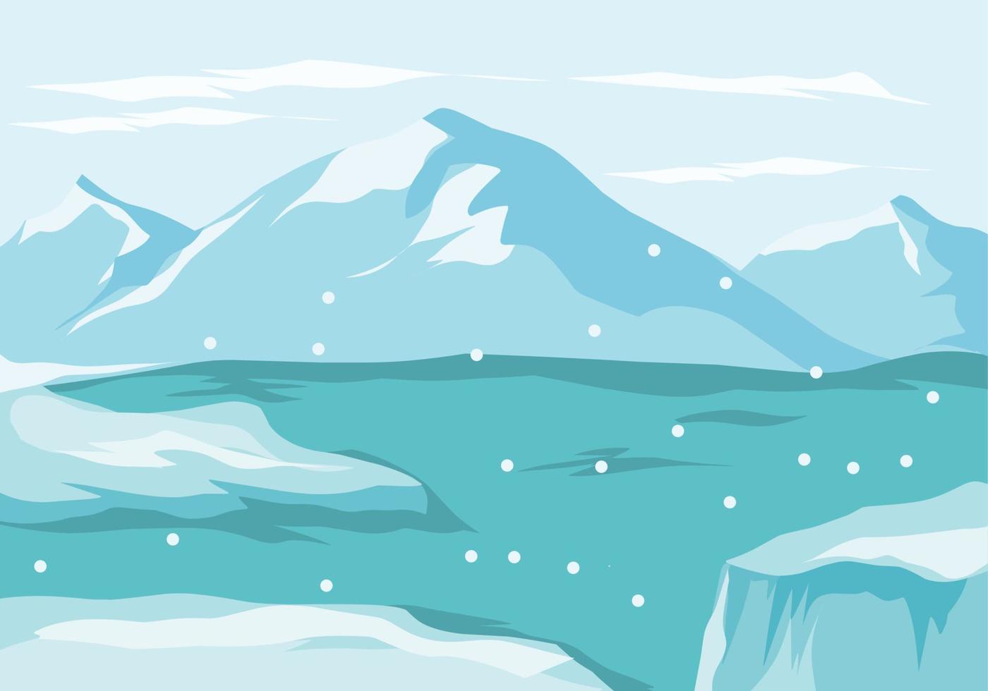illustration vector of winter mountain landscape,alaska view,perfect for print,etc.