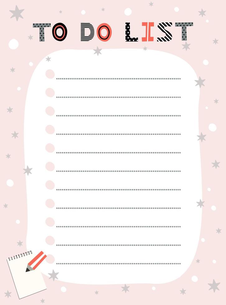 To do list template. Vector illustration in winter design for planner. Cute and trendy.