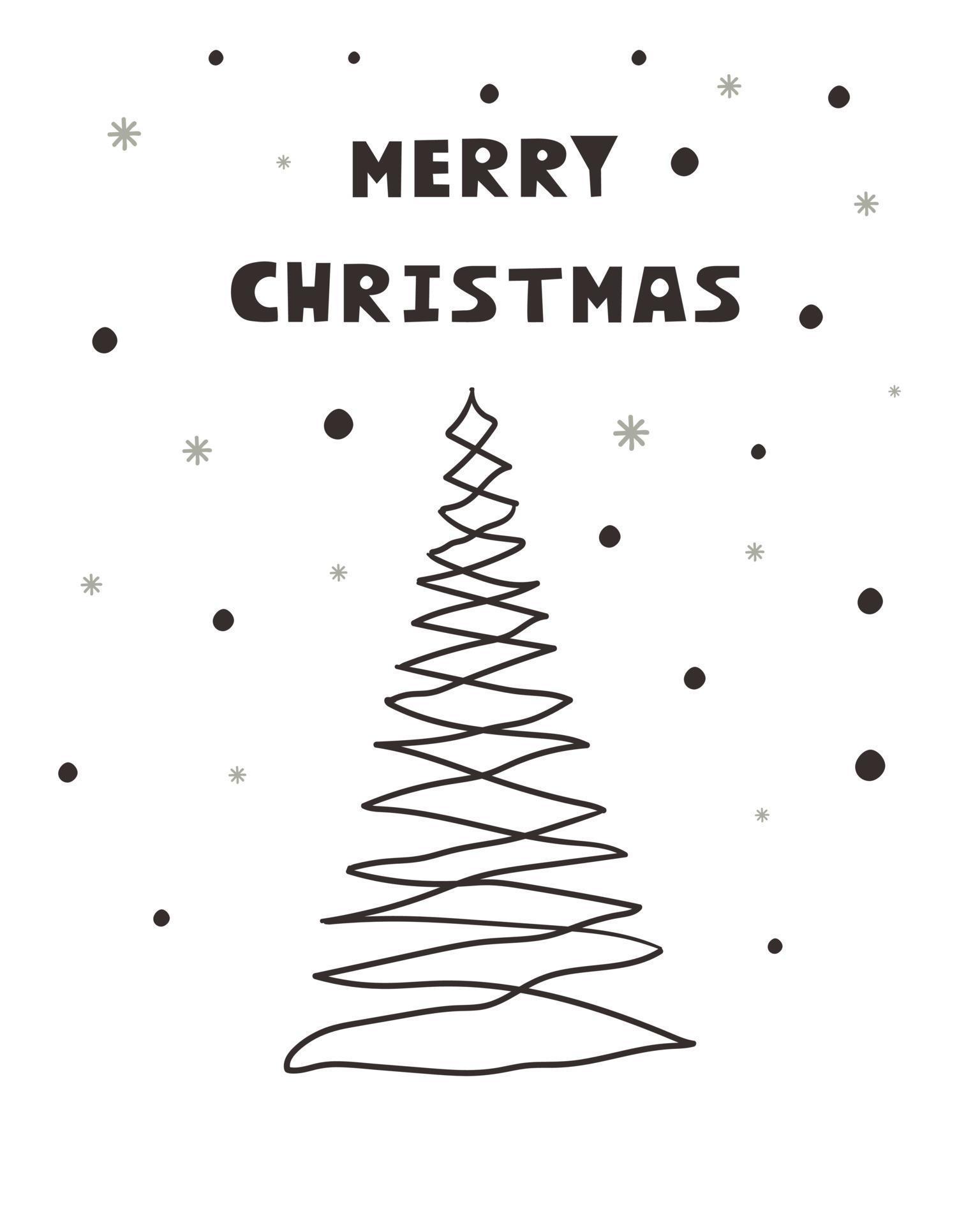Merry Christmas template with pine tree. Background for greeting cards