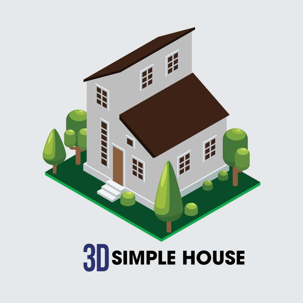 House on white background, 3d illustration vector