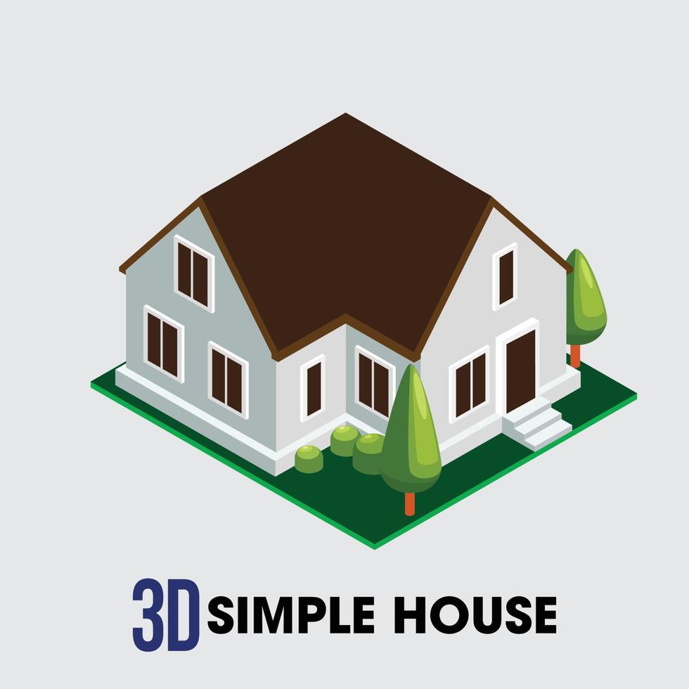 House on white background, 3d illustration vector