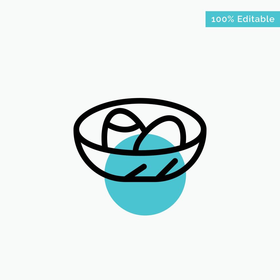 Bowl Celebration Easter Egg Nest turquoise highlight circle point Vector icon