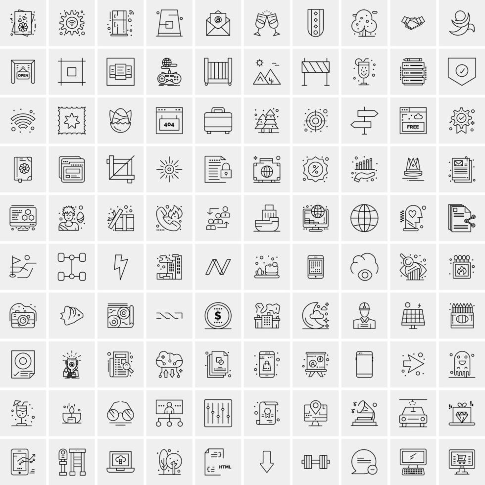 Pack of 100 Universal Line Icons for Mobile and Web vector