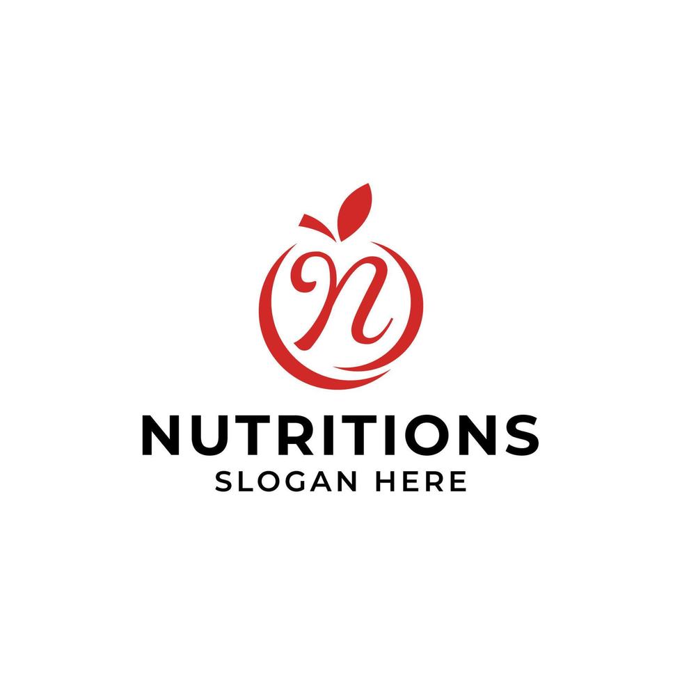 logotipo de la letra n nutrición vector