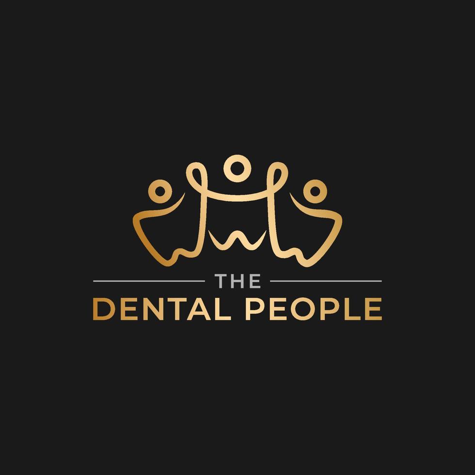 logo de gente dental de diente de oro vector