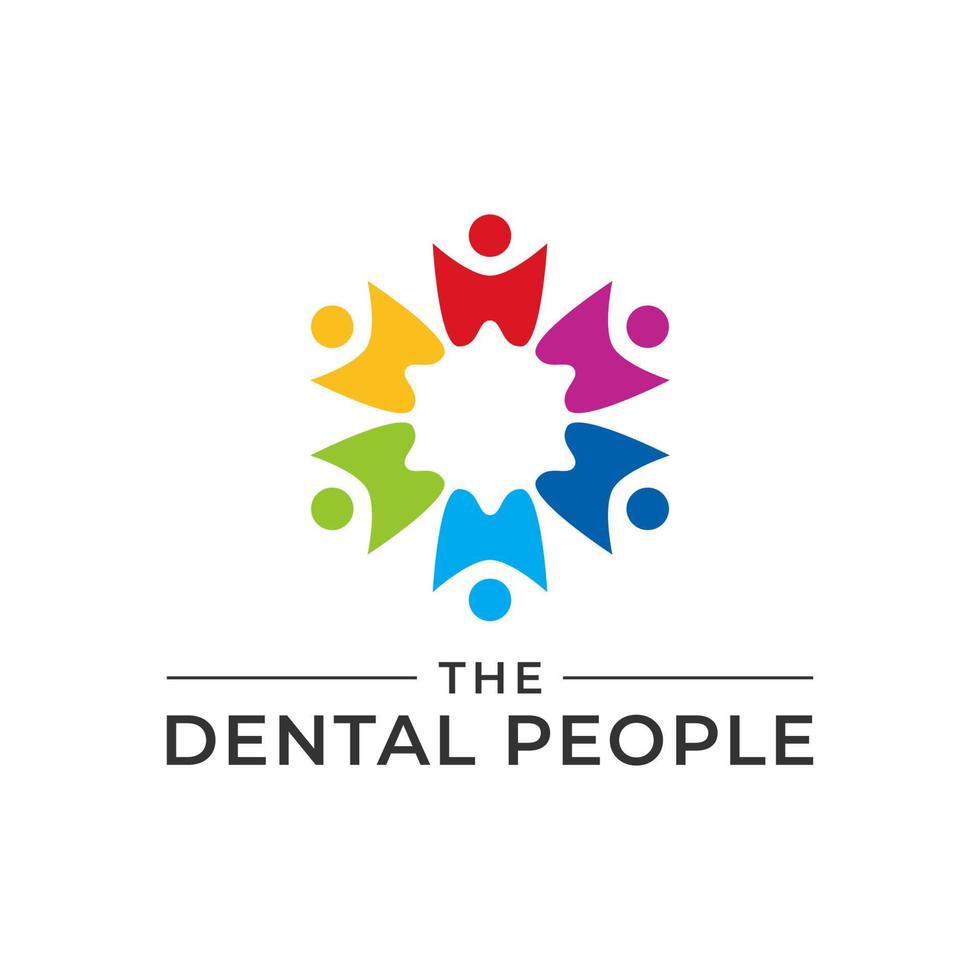 logotipo dental de personas a todo color vector