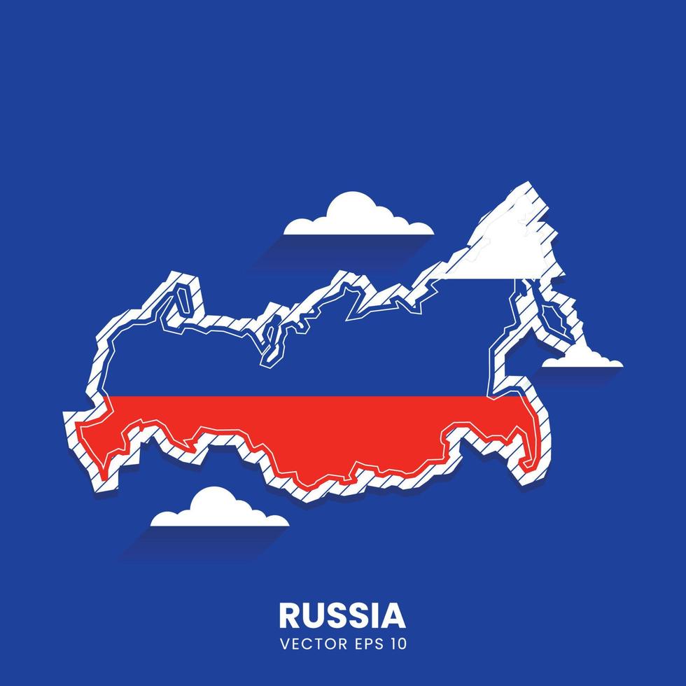 isla rusa o mapa del país, ilustración detallada de la frontera vectorial con un lindo tema para los niños. Rusia es uno de los países de Europa. vector