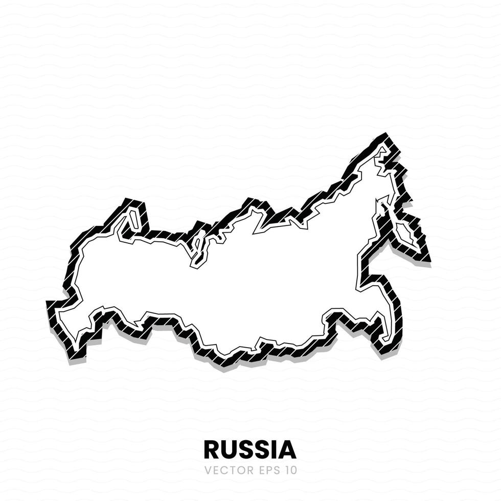 color blanco y negro del mapa de la isla o del país ruso, ilustración detallada del borde vectorial con un lindo tema para los niños. Rusia es uno de los países de Europa. vector