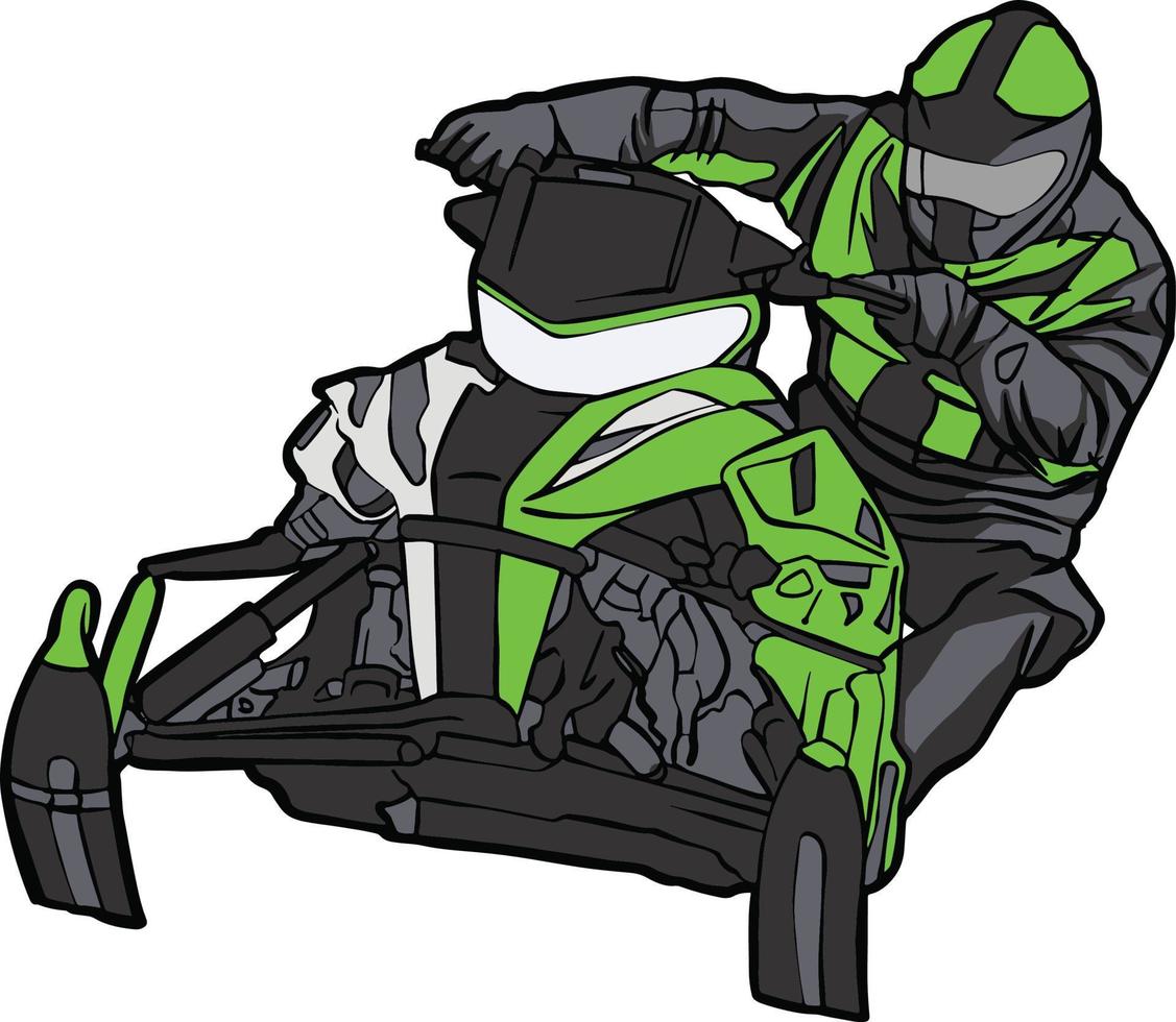 snowmobile winter travel on snow vector