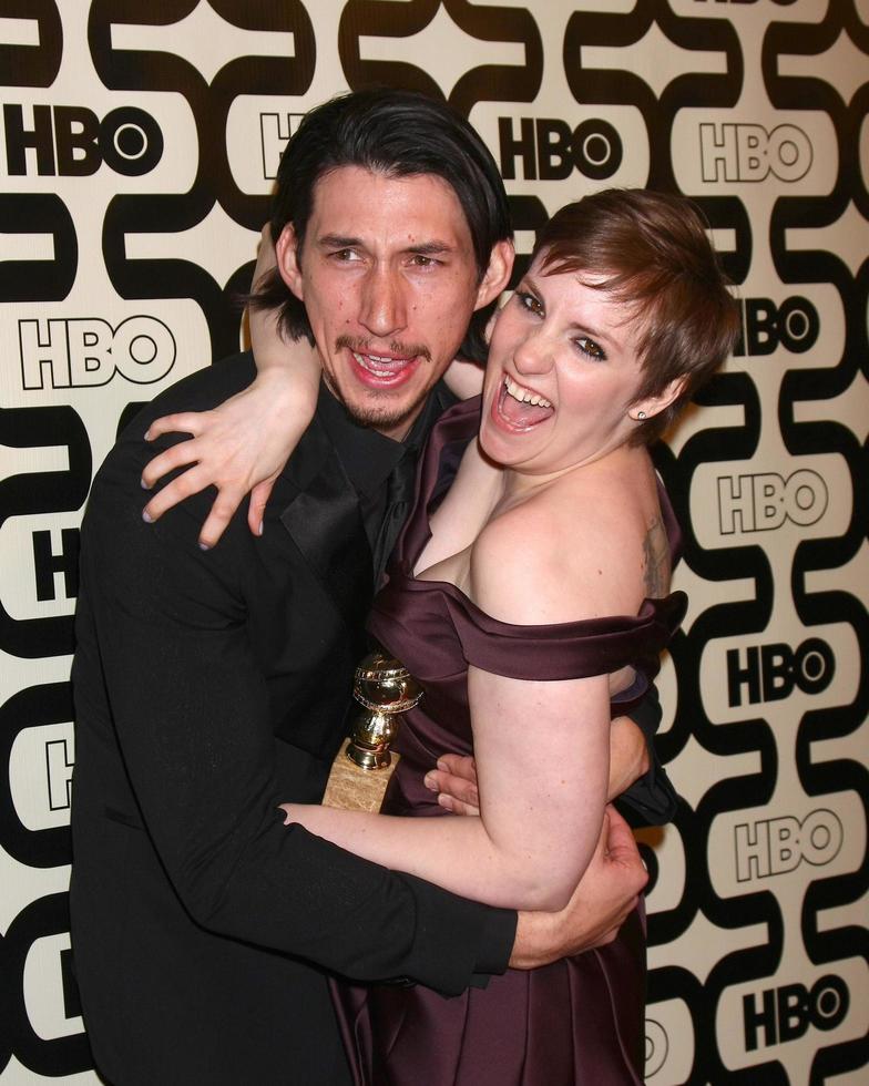 LOS ANGELES - JAN 13 - Adam Driver, Lena Dunham arrives at the 2013 HBO Post Golden Globe Party at Beverly Hilton Hotel on January 13, 2013 in Beverly Hills, CA.. photo