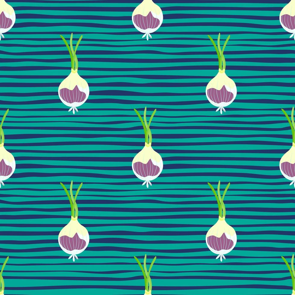 Hand drawn onion bulb seamless pattern. Onion in doodle style endless wallpaper. vector