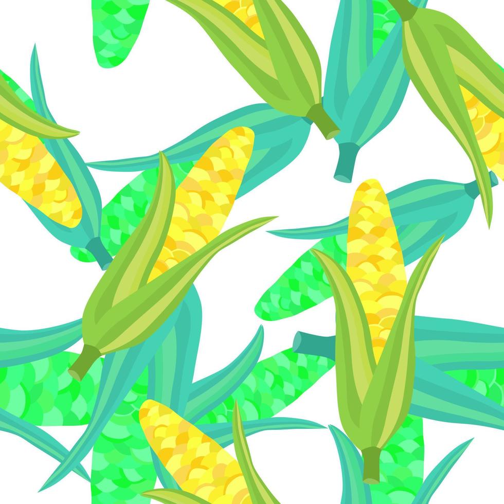 Corn plants seamless pattern. Corn cobs endless wallpaper. vector