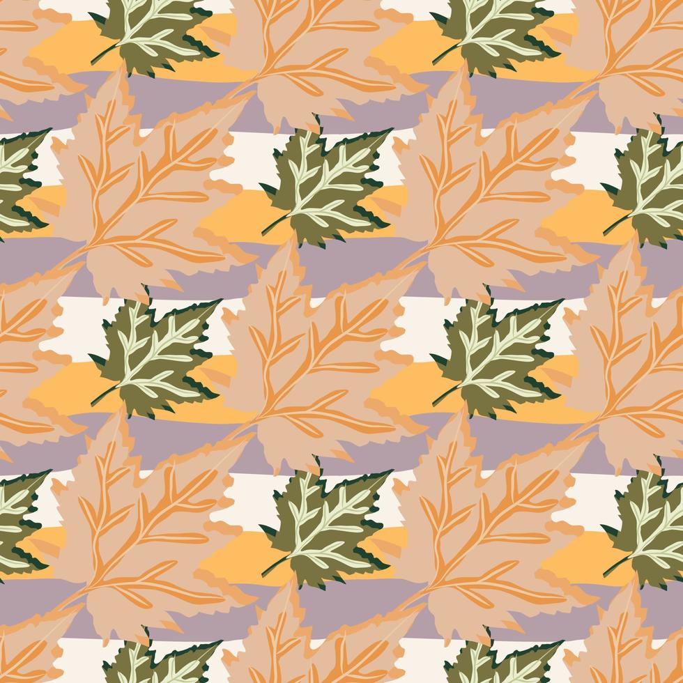 Abstract oak leaves seamless pattern. Maple foliage backdrop. vector
