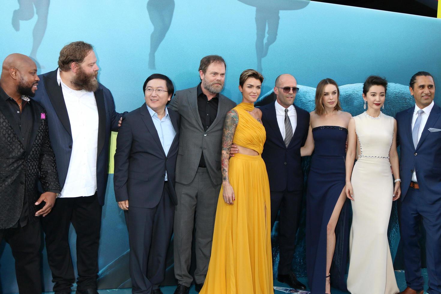 LOS ANGELES - AUG 6 - Page Kennedy, Olafur Darri Olafsson, Masi Oka, Rainn Wilson, Ruby Rose, Jason Statham, Jessica McNamee, Li Bingbing, Cliff Curtis at the The Meg Premiere on the TCL Chinese Theater IMAX on August 6, 2018 in Los Angeles, CA photo