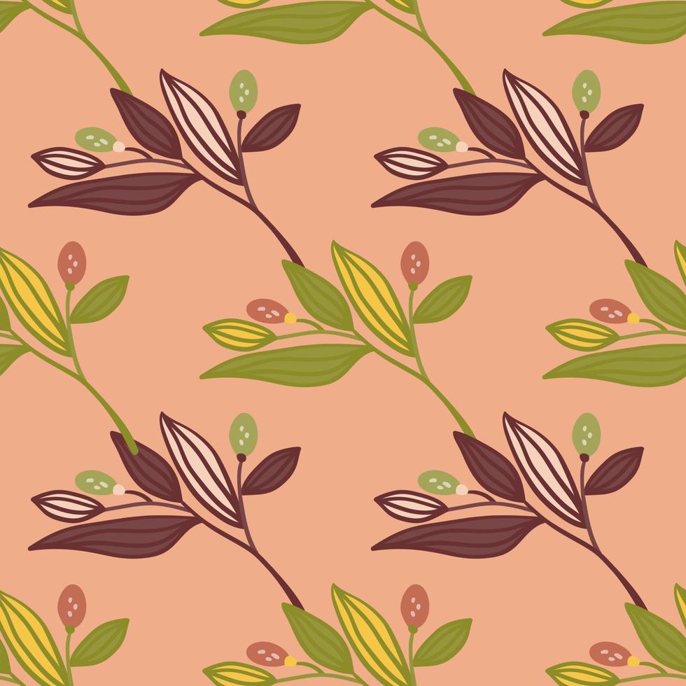 Barberry twigs seamless pattern. Wild berries floral wallpaper. vector