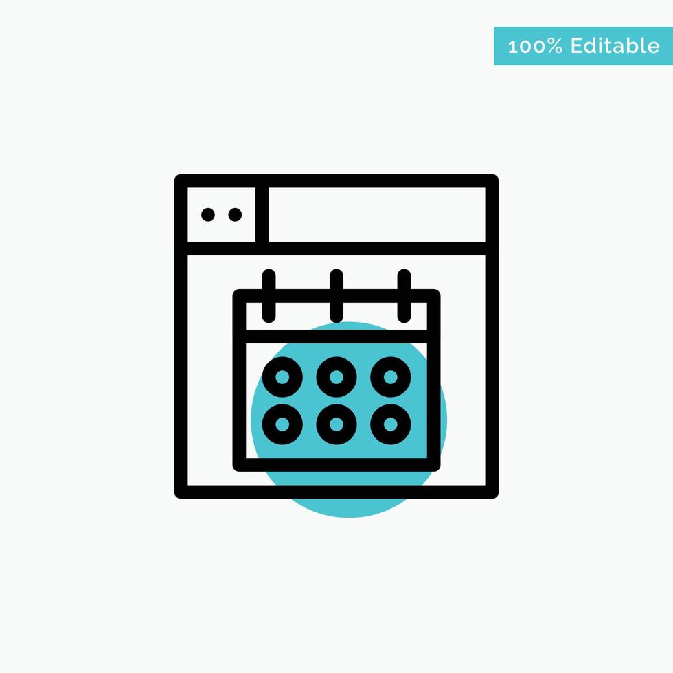Web Design Calendar Date turquoise highlight circle point Vector icon