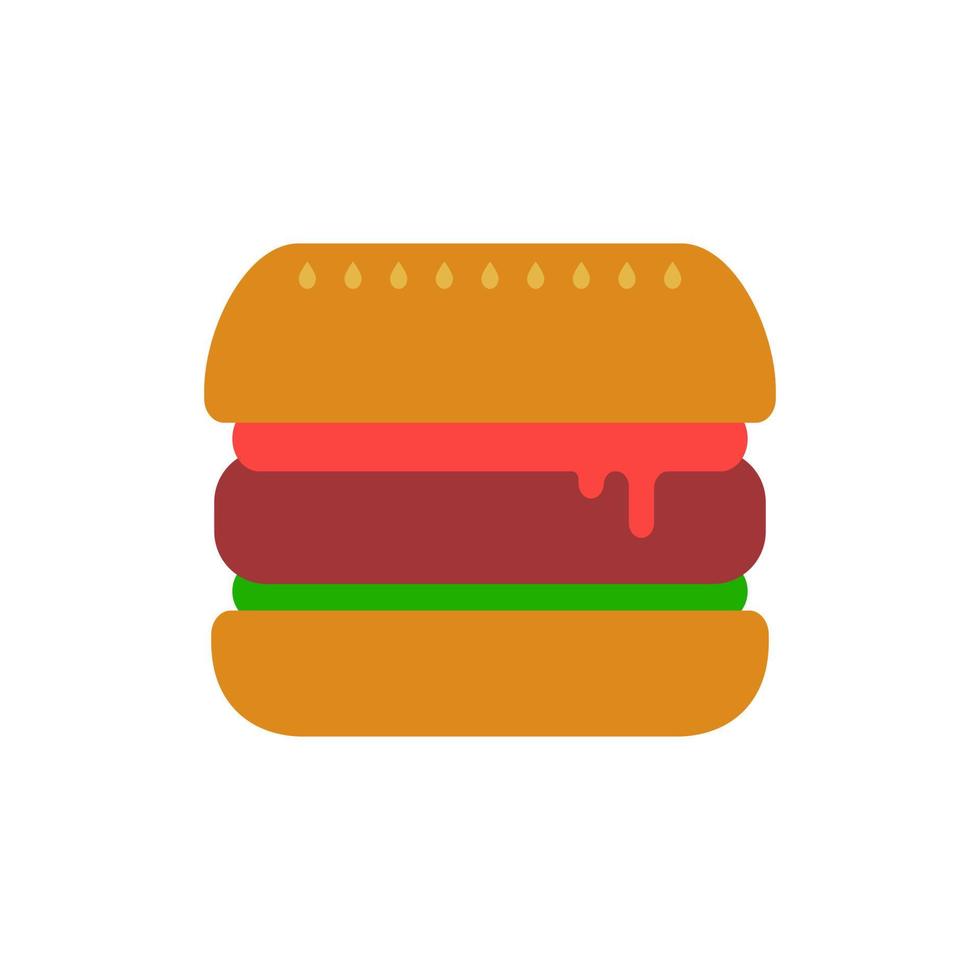 vector illustration of burger in flat style on isolated background