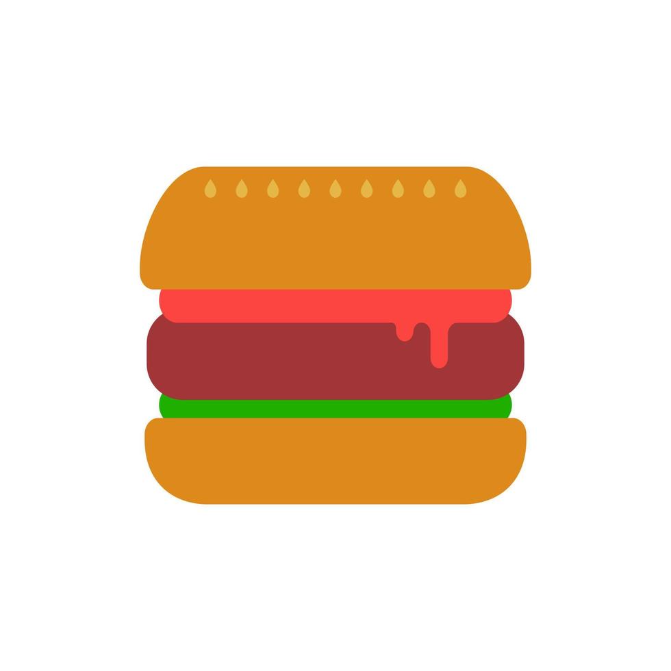 vector illustration of burger in flat style on isolated background