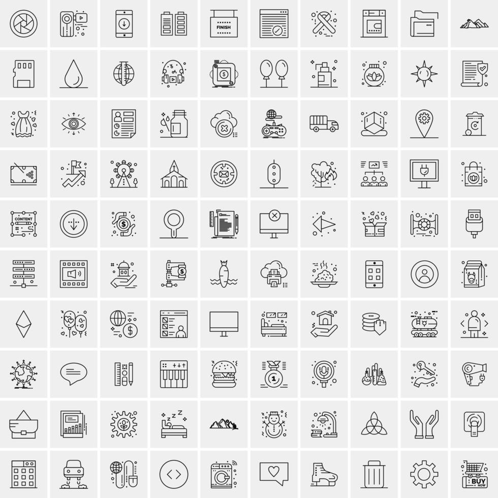 Pack of 100 Universal Line Icons for Mobile and Web vector