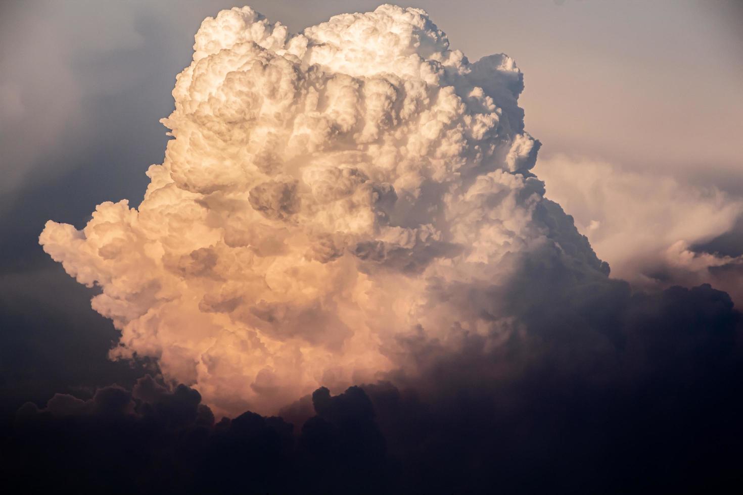 Orange clouds reflected in th evening sunlight. , is a lump like a brain lump photo