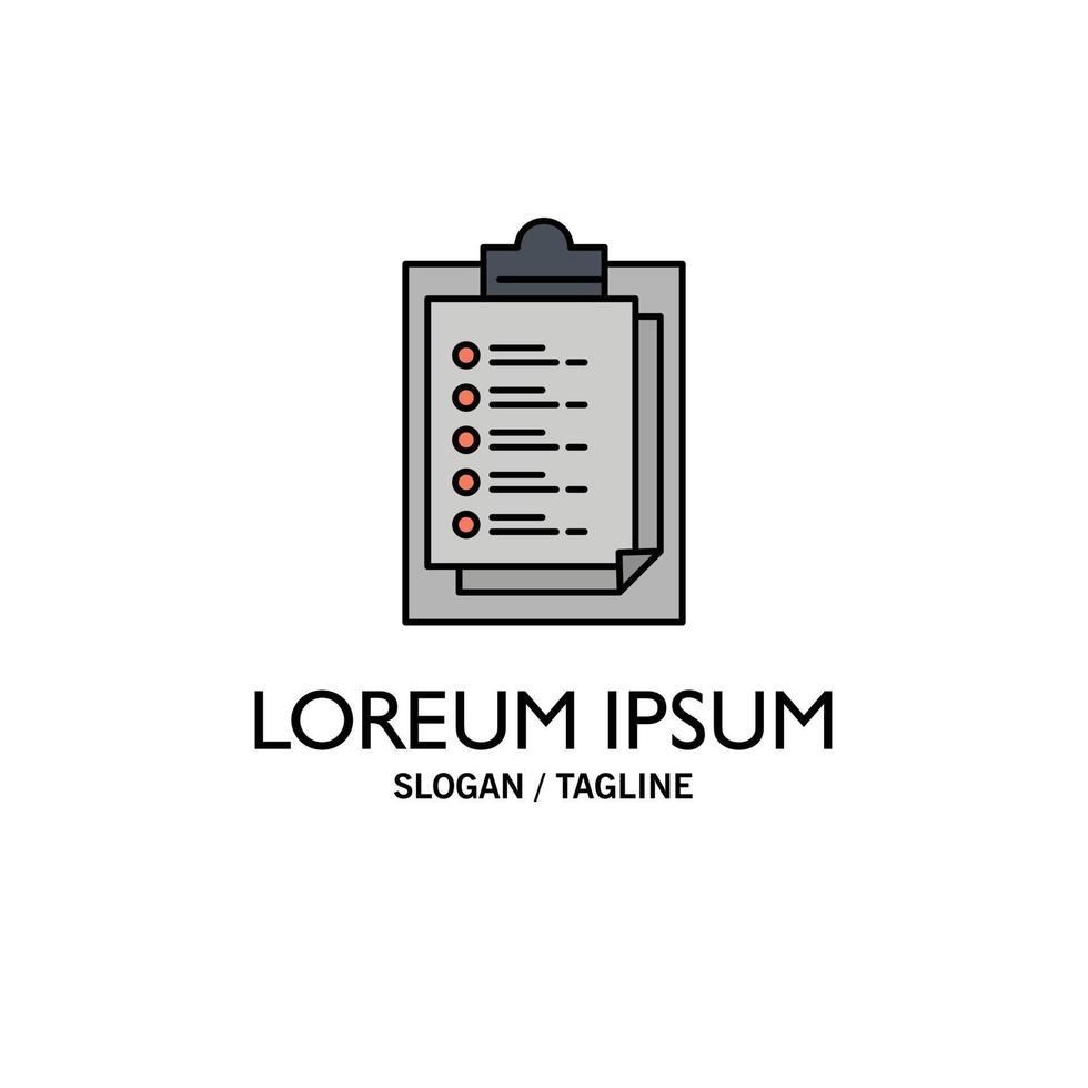 Notepad Report Card Result Presentation Business Logo Template Flat Color vector
