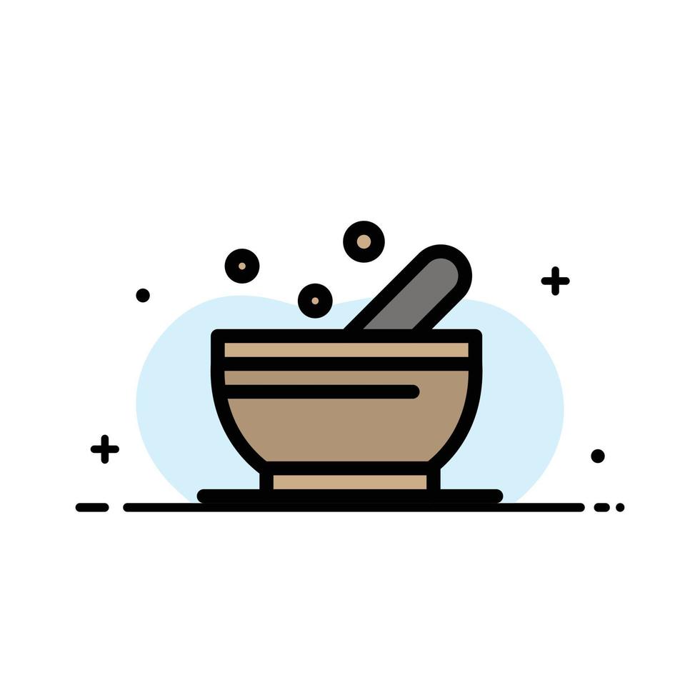 Bowl Soup Science  Business Flat Line Filled Icon Vector Banner Template