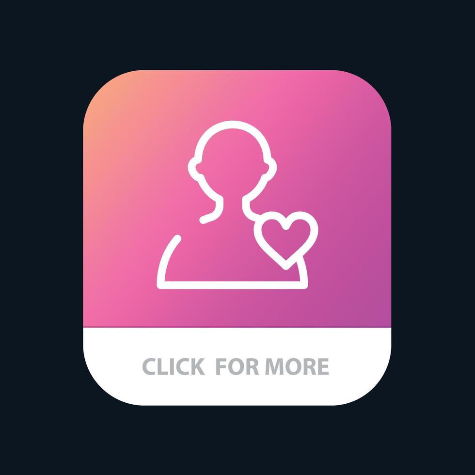 User Love Heart Mobile App Button Android and IOS Line Version vector