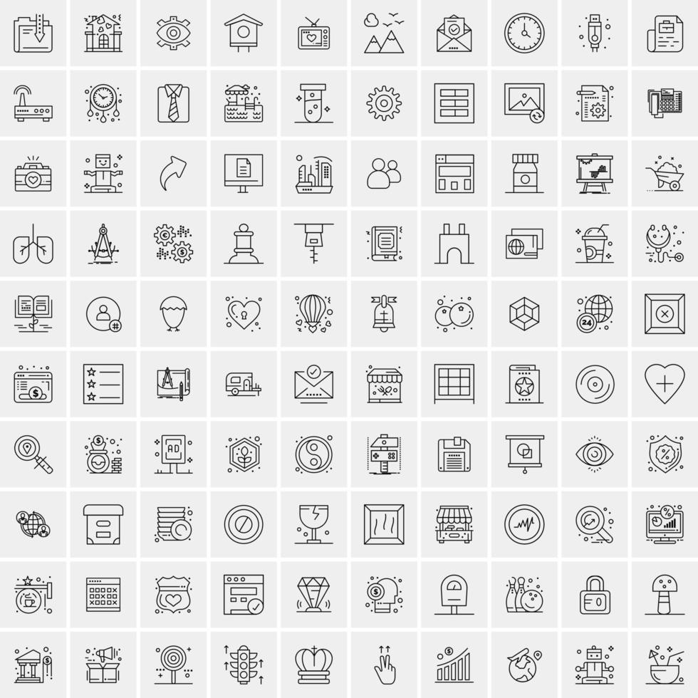 Pack of 100 Universal Line Icons for Mobile and Web vector