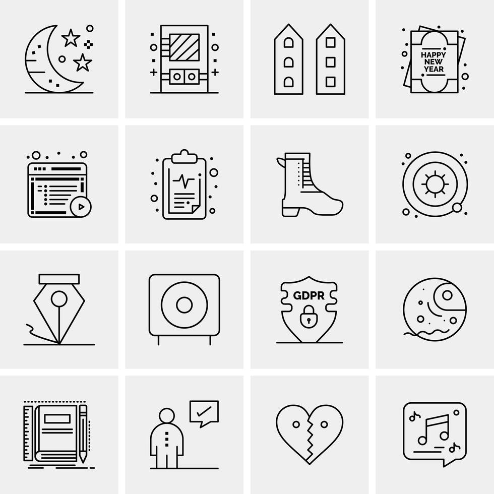 16 iconos de negocios universales vector ilustración de icono creativo para usar en proyectos relacionados con la web y dispositivos móviles