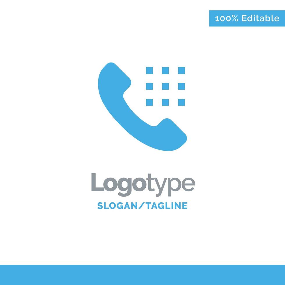 Llamar marcar teclas de teléfono azul plantilla de logotipo sólido lugar para eslogan vector