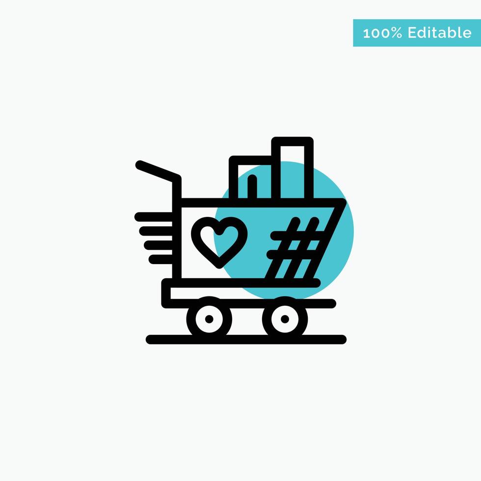 Trolley Love Wedding Heart turquoise highlight circle point Vector icon