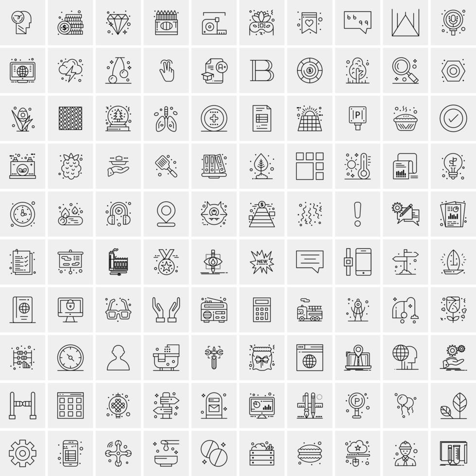 Pack of 100 Universal Line Icons for Mobile and Web vector