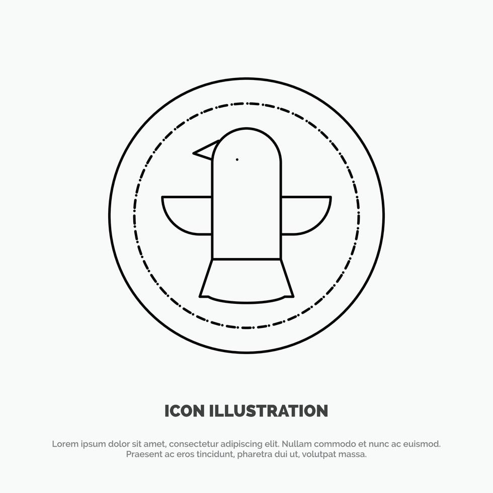 American Bird Celebration Eagle Line Icon Vector