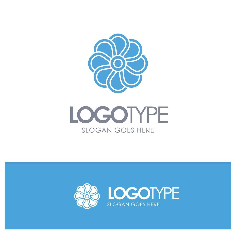 flor naturaleza planta primavera azul sólido logotipo con lugar para eslogan vector