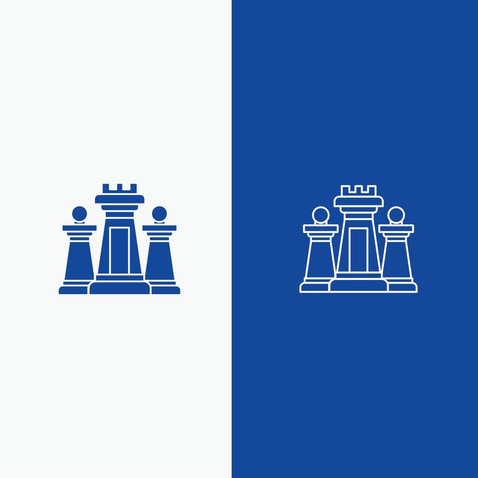 Chess Computer Strategy Tactic Technology Line and Glyph Solid icon Blue banner Line and Glyph Solid vector