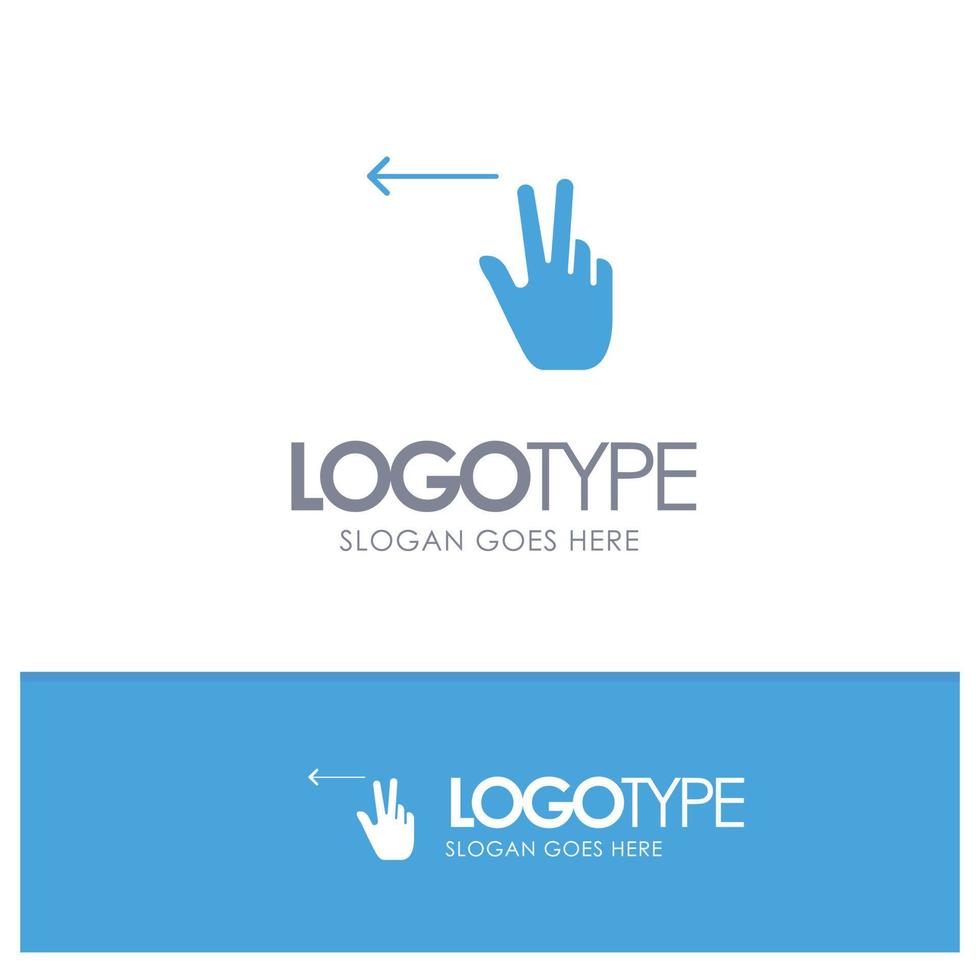 gesto de los dedos logotipo sólido azul izquierdo con lugar para el eslogan vector