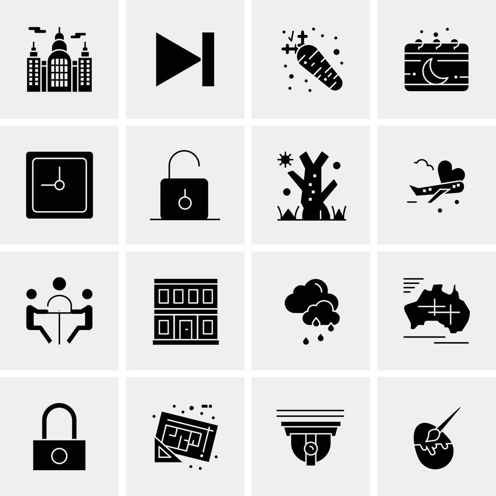 16 iconos de negocios universales vector ilustración de icono creativo para usar en proyectos relacionados con la web y dispositivos móviles