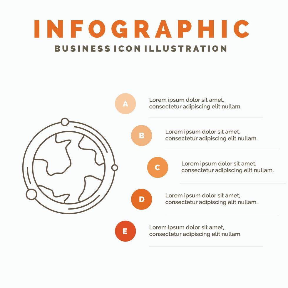 earth. globe. world. geography. discovery Infographics Template for Website and Presentation. Line Gray icon with Orange infographic style vector illustration