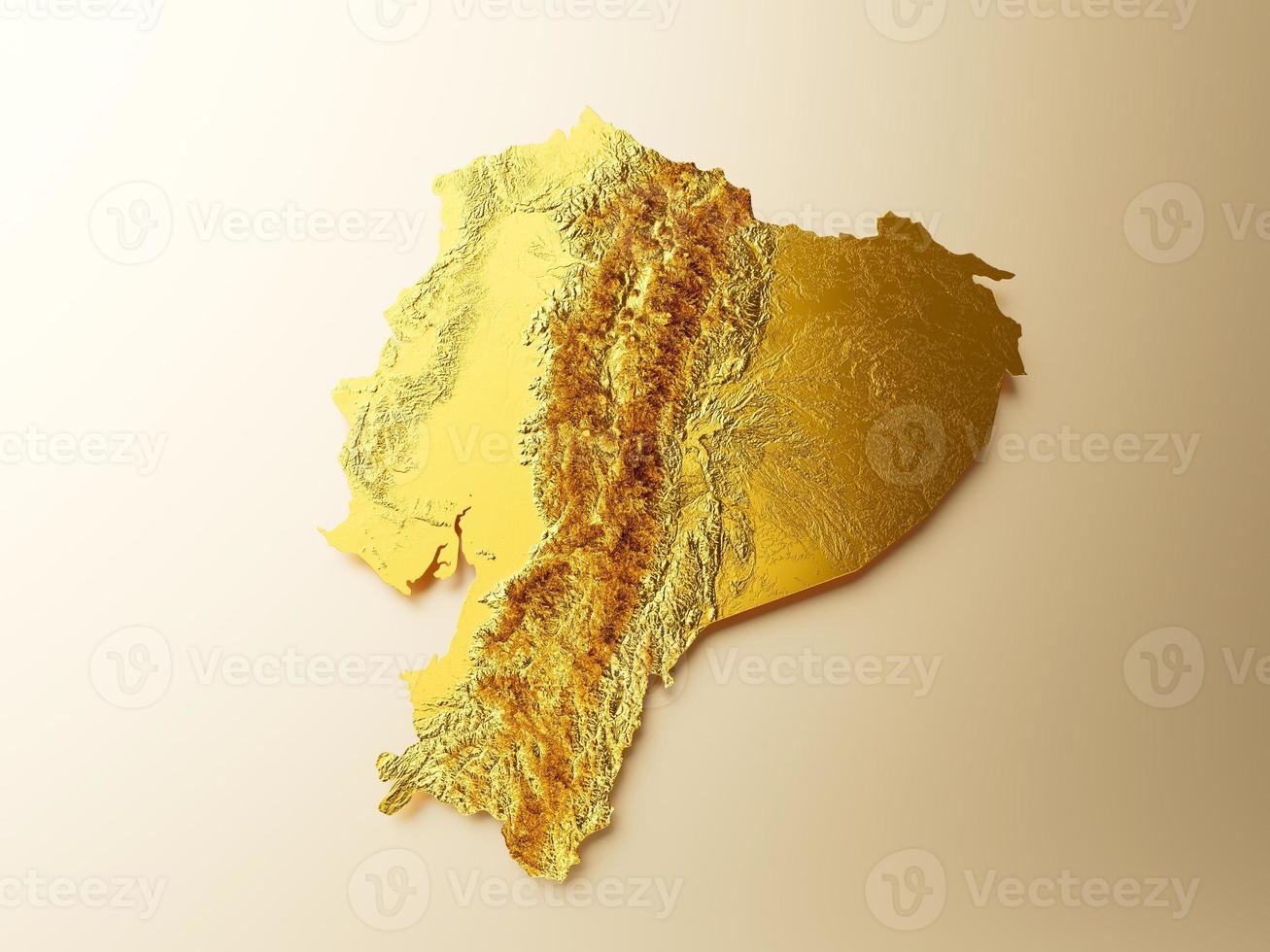 Ecuador Map Golden metal Color Height map Background 3d illustration photo