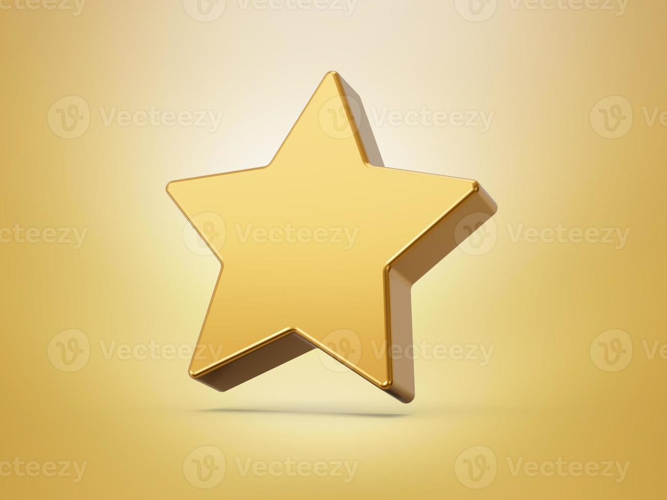 Golden star icon isolated on white background. 3d illustration photo