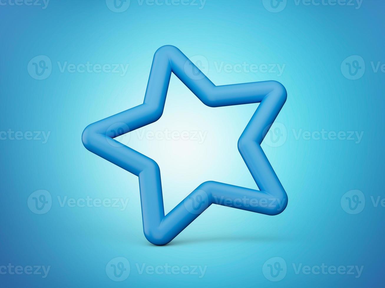 Blue star icon 3d illustration on white background photo