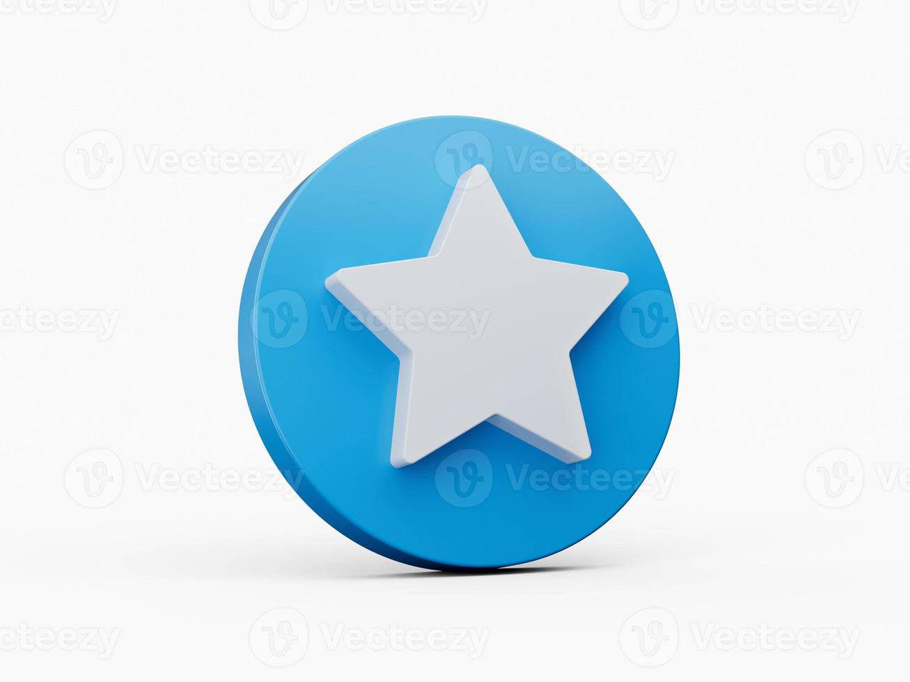 Blue rating star icon sign or review success award symbol 3d illustration photo