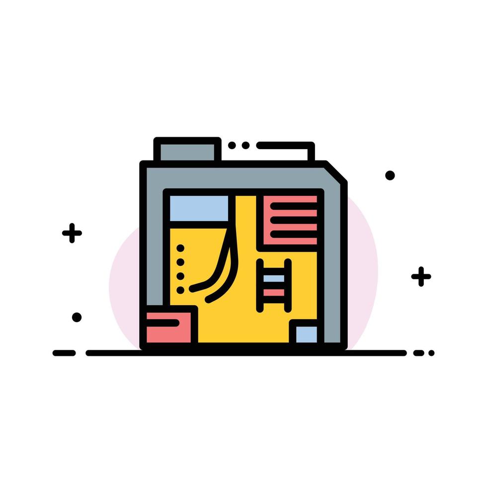 Atx Box Case Computer  Business Flat Line Filled Icon Vector Banner Template