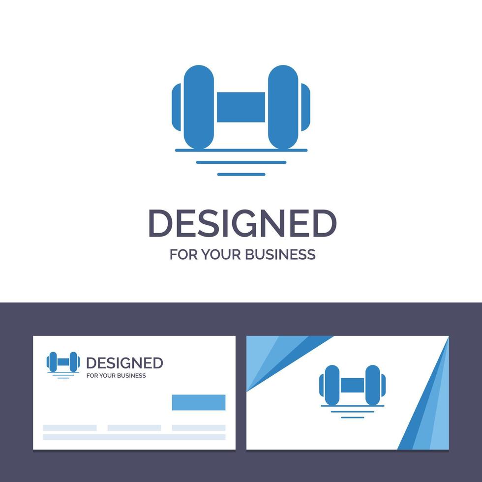 Creative Business Card and Logo template Dumbbell Fitness Gym Lift Vector Illustration