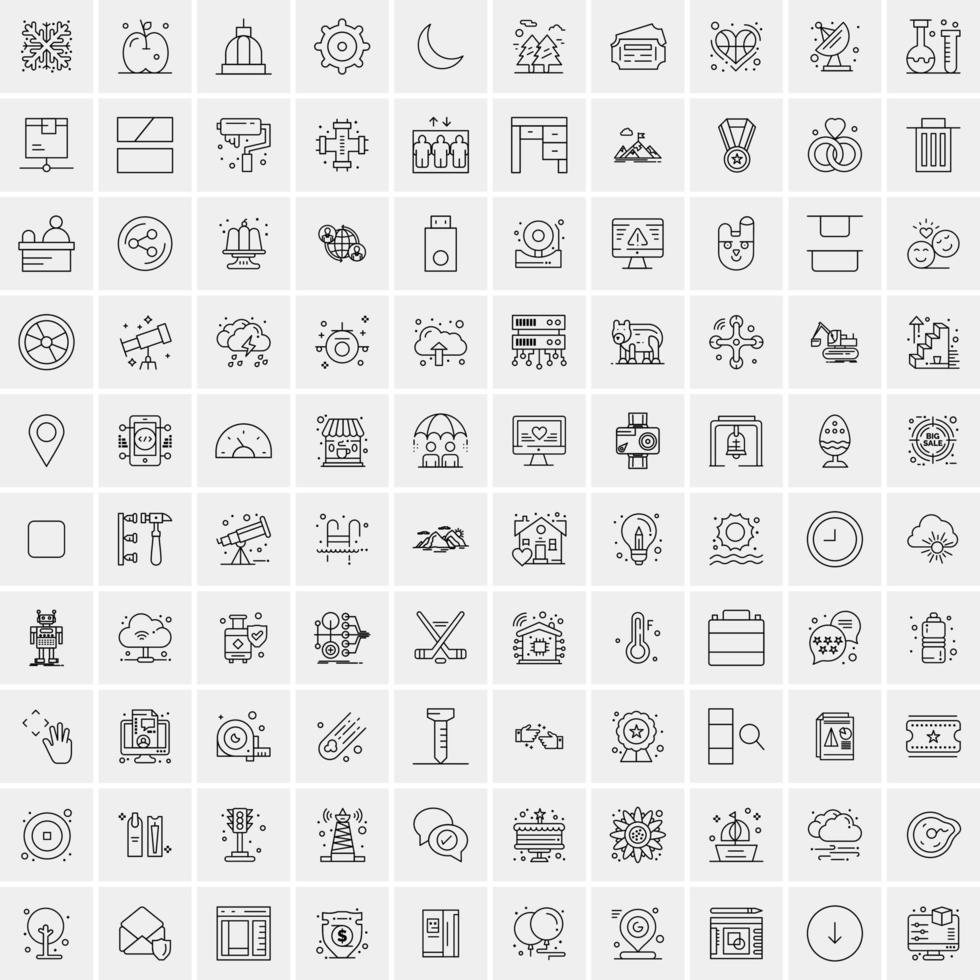 Pack of 100 Universal Line Icons for Mobile and Web vector