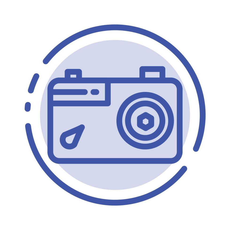 Camera Image Picture Photo Blue Dotted Line Line Icon vector